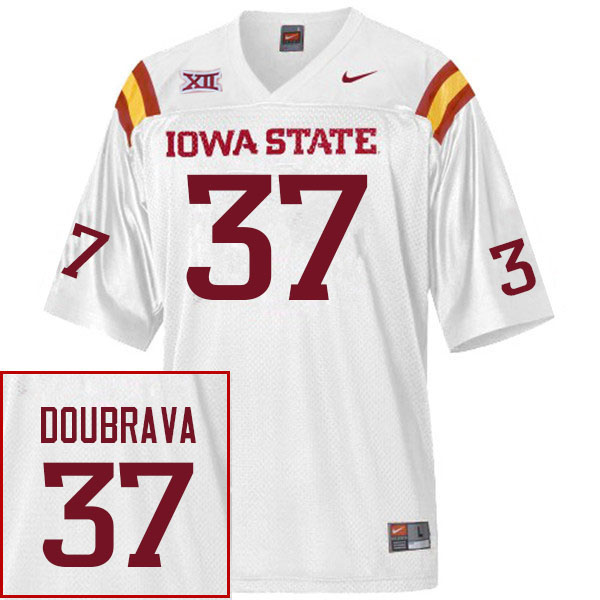 Men #37 Mason DouBrava Iowa State Cyclones College Football Jerseys Stitched Sale-White - Click Image to Close